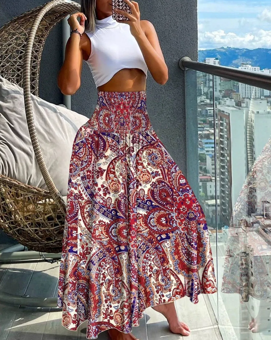 Summer Beach Long Skirt - Unique Printed Maxi Dress