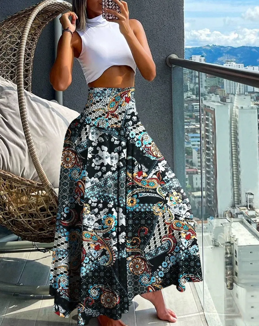 Summer Beach Long Skirt - Unique Printed Maxi Dress