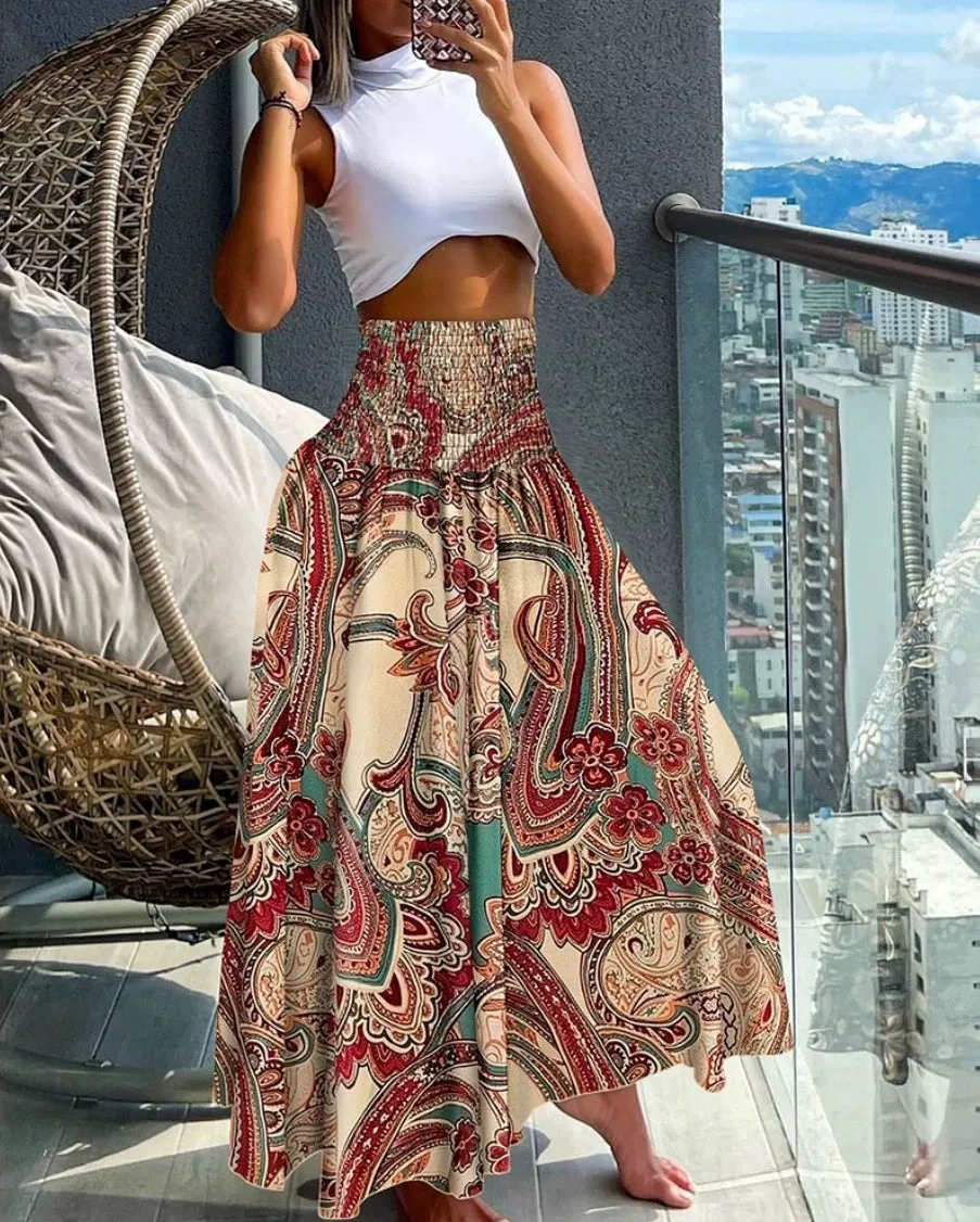 Summer Beach Long Skirt - Unique Printed Maxi Dress