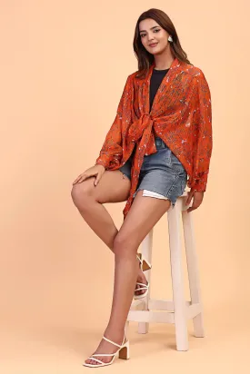 Tie front cover up Kimono top