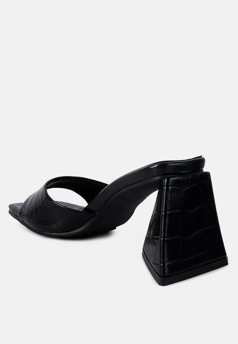 Trinity Croc Pattern Triangle Heel Sandals